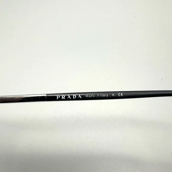 Prada Black Silver Rectangular Glasses Italy VPR17G 1AB 101 52 16 135 - Picture 6 of 7